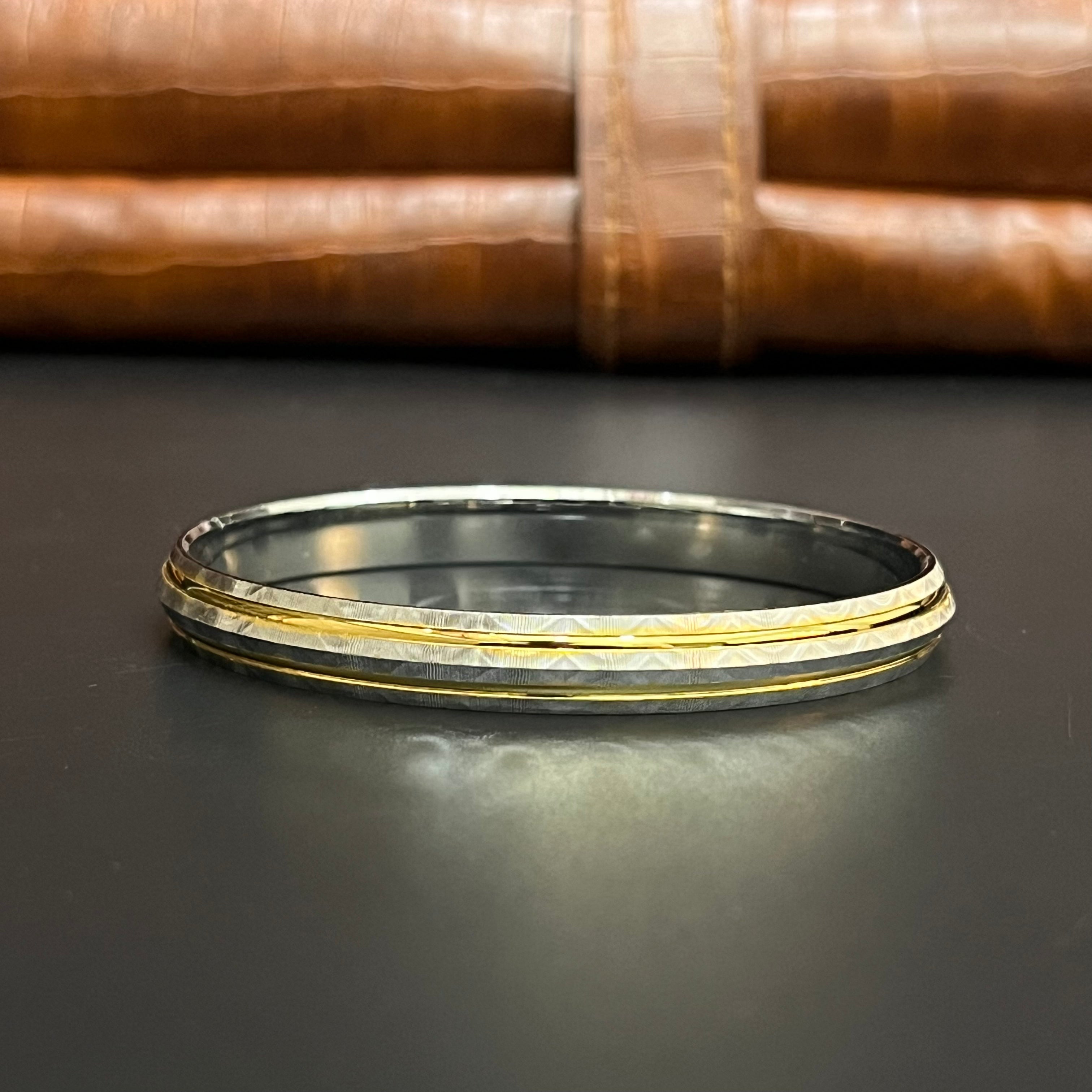 Silver Mens Kada Fancy Dual Tone Gold Finish M01