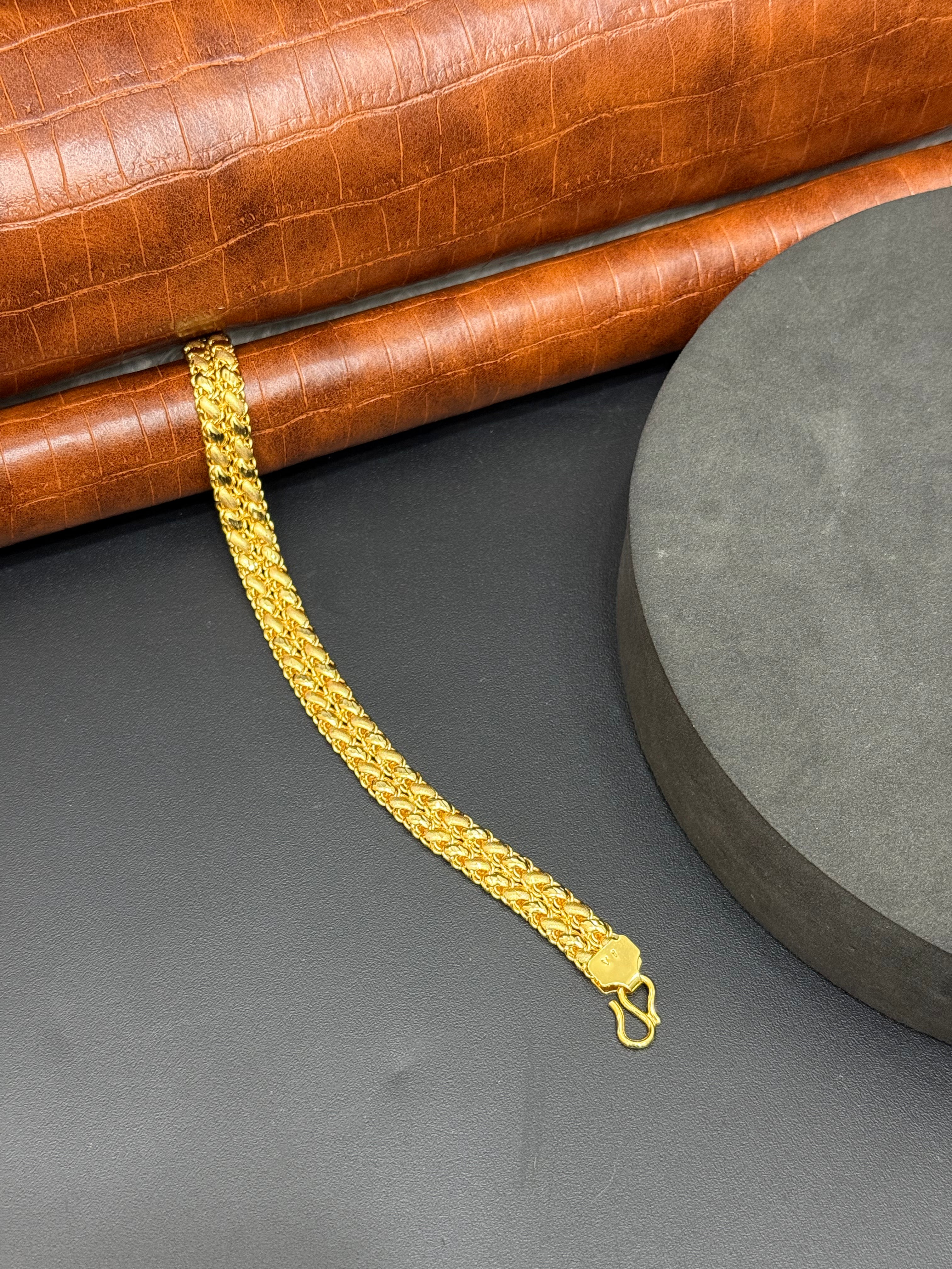 Silver Mens Gold Finished Bracelet Two sides