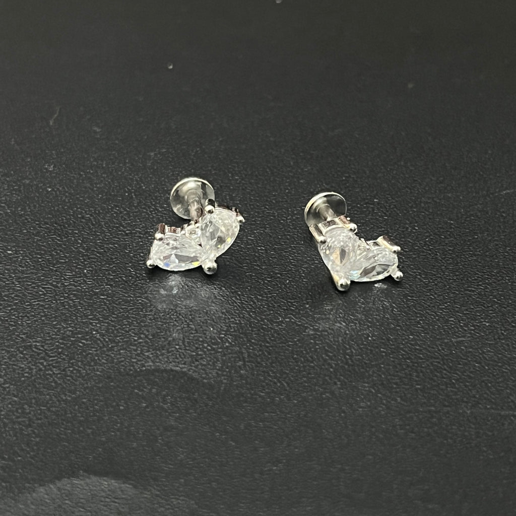 Silver Ladies Stud White Heart