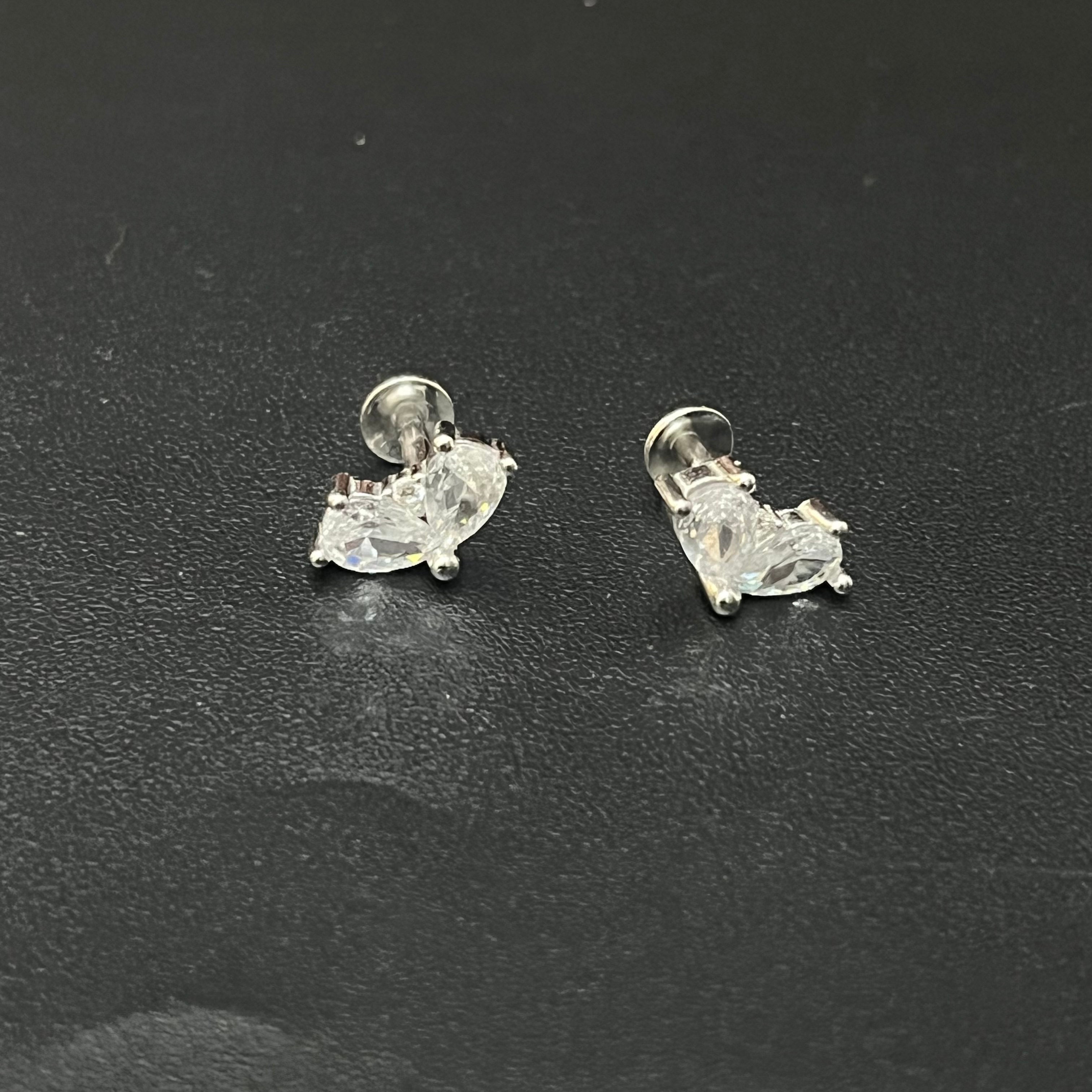 Silver Ladies Stud White Heart