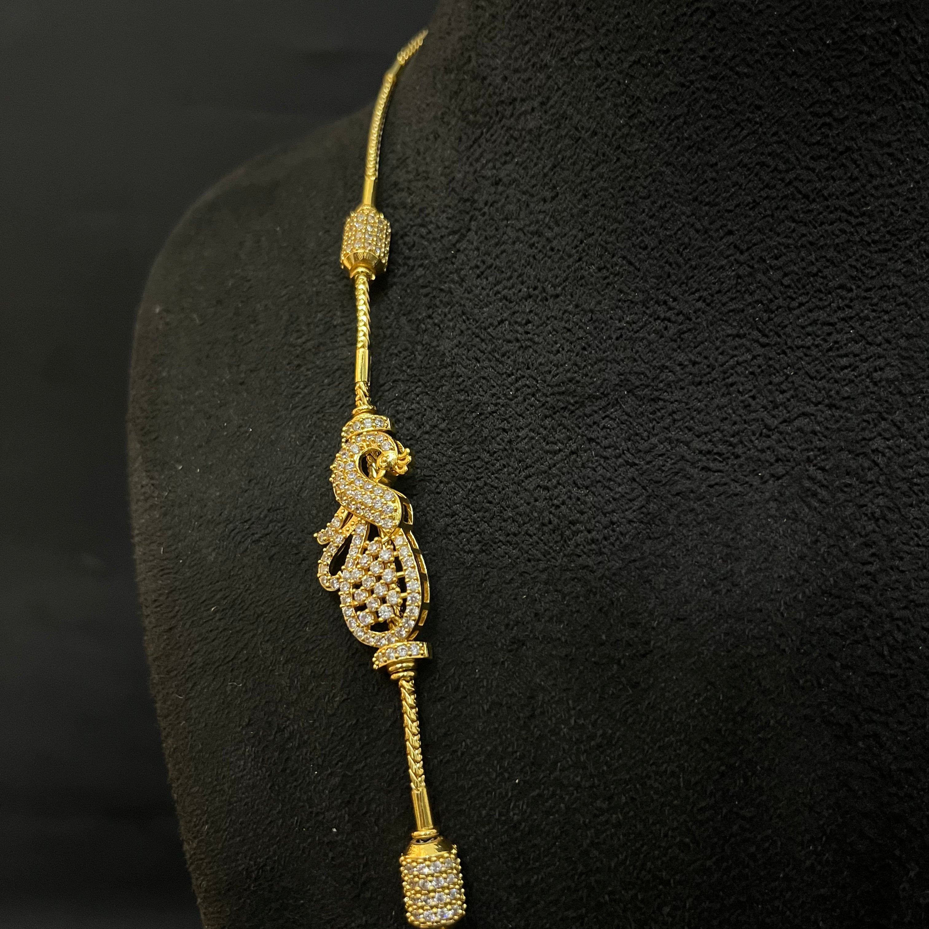 Silver Thali Sarad Peacock American Diamond