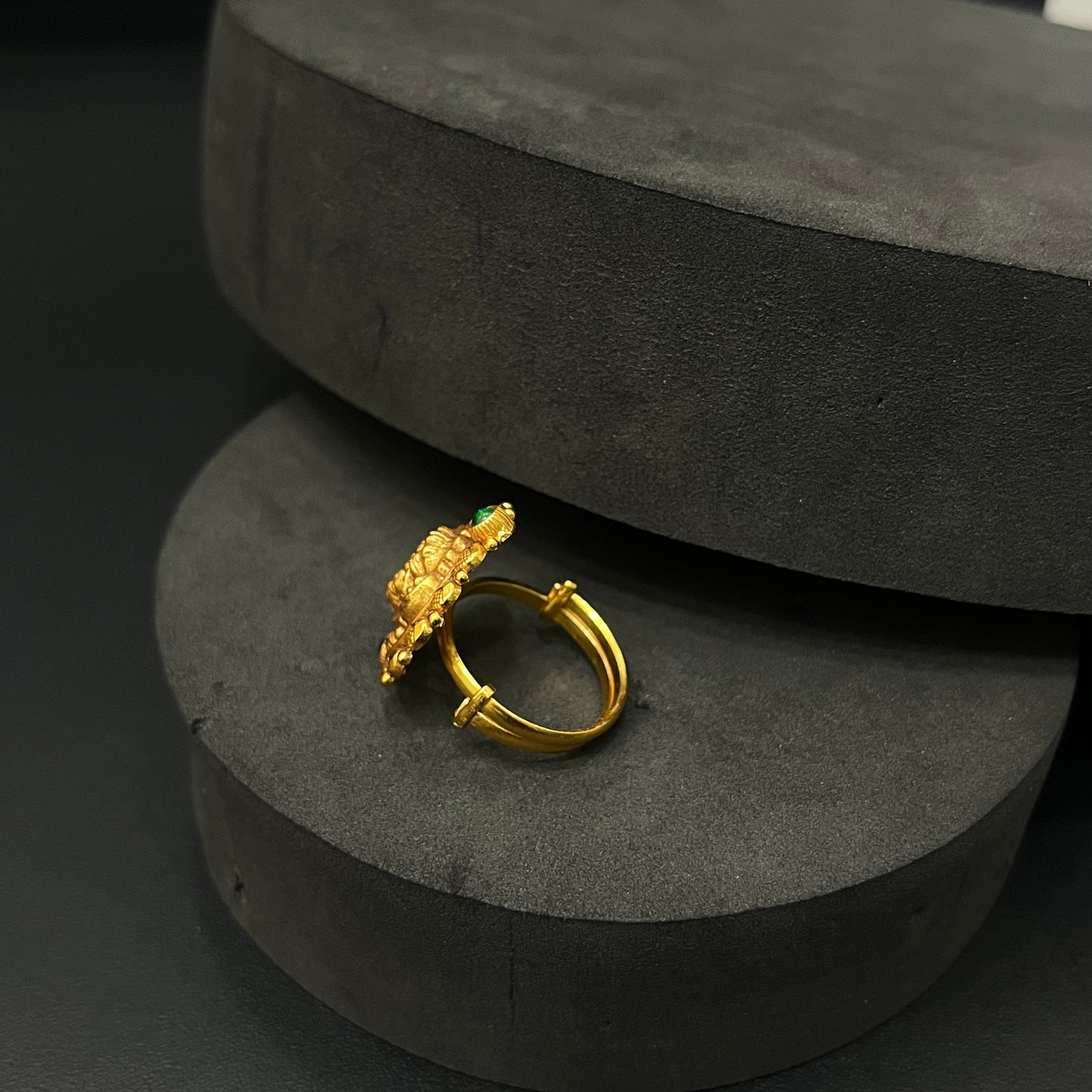 Silver Antique Finished Ring Adjustable Lakshmi Nakas