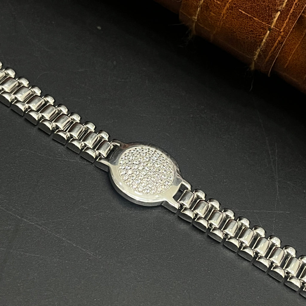 Silver Unisex Bracelet Elegant Honeyhub Center Link Chain 925