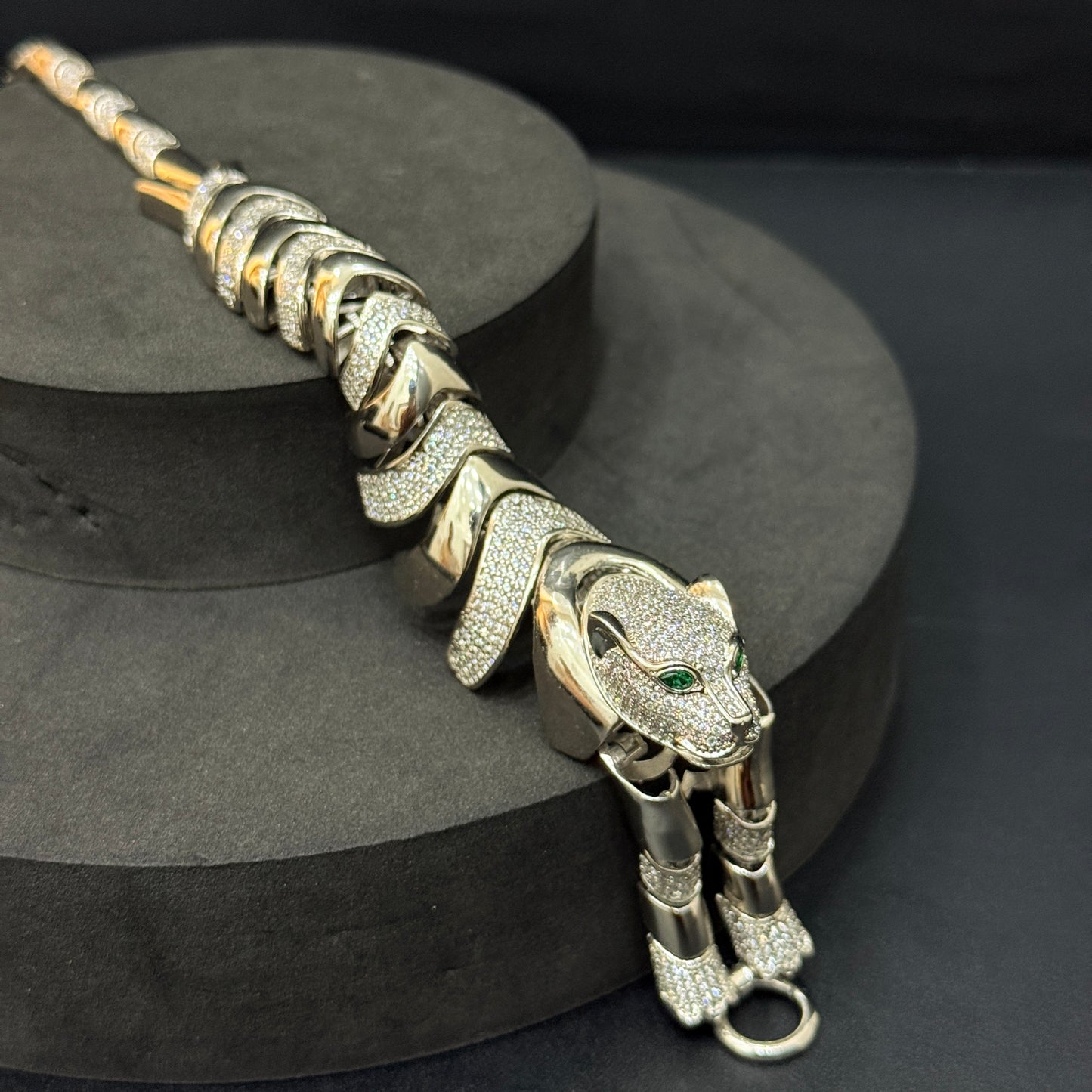 Silver Mens Bracelet_Jaquar AD  Stone Cuban