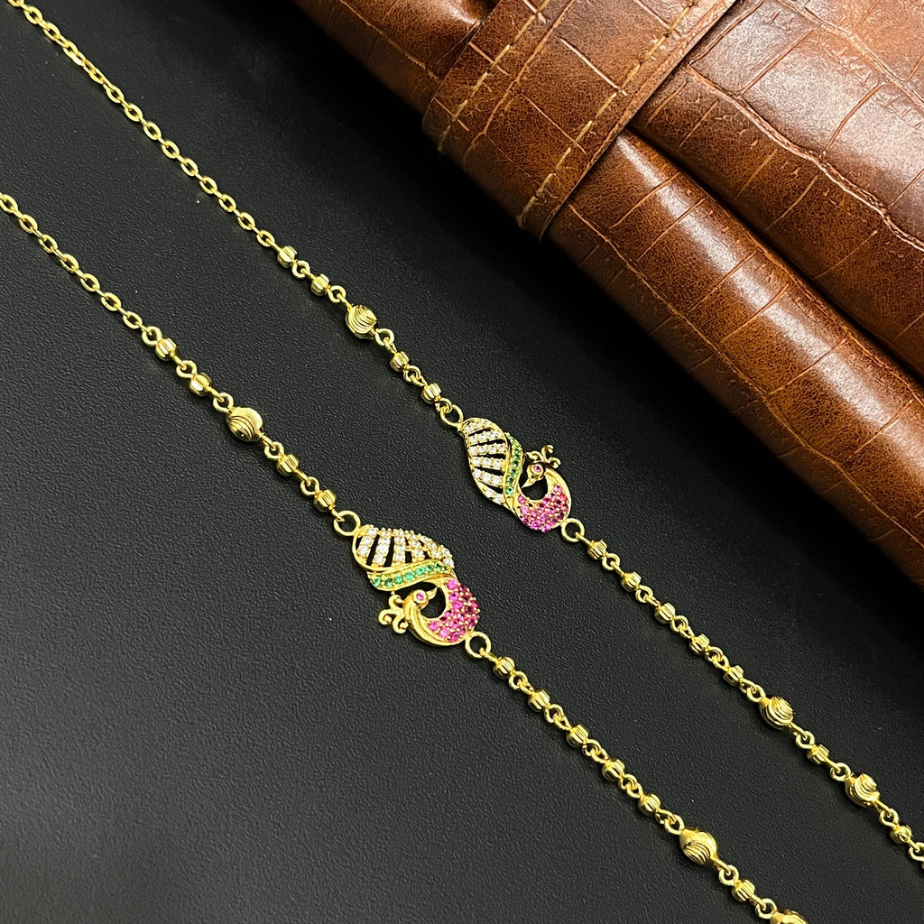 Silver Gold Finished Peacock r Chain Greenz Cz