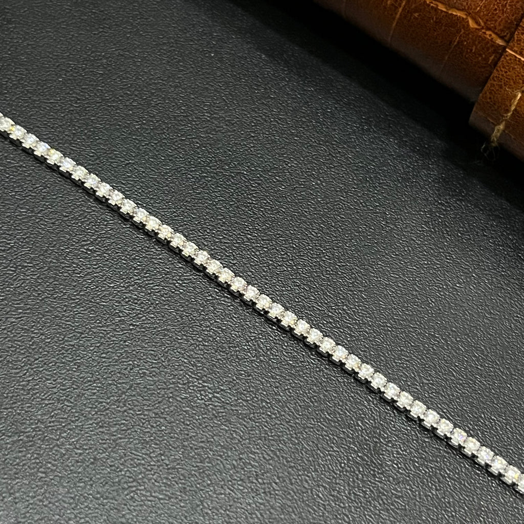 Sliver Mens Bracelet White Stone Single Line 925