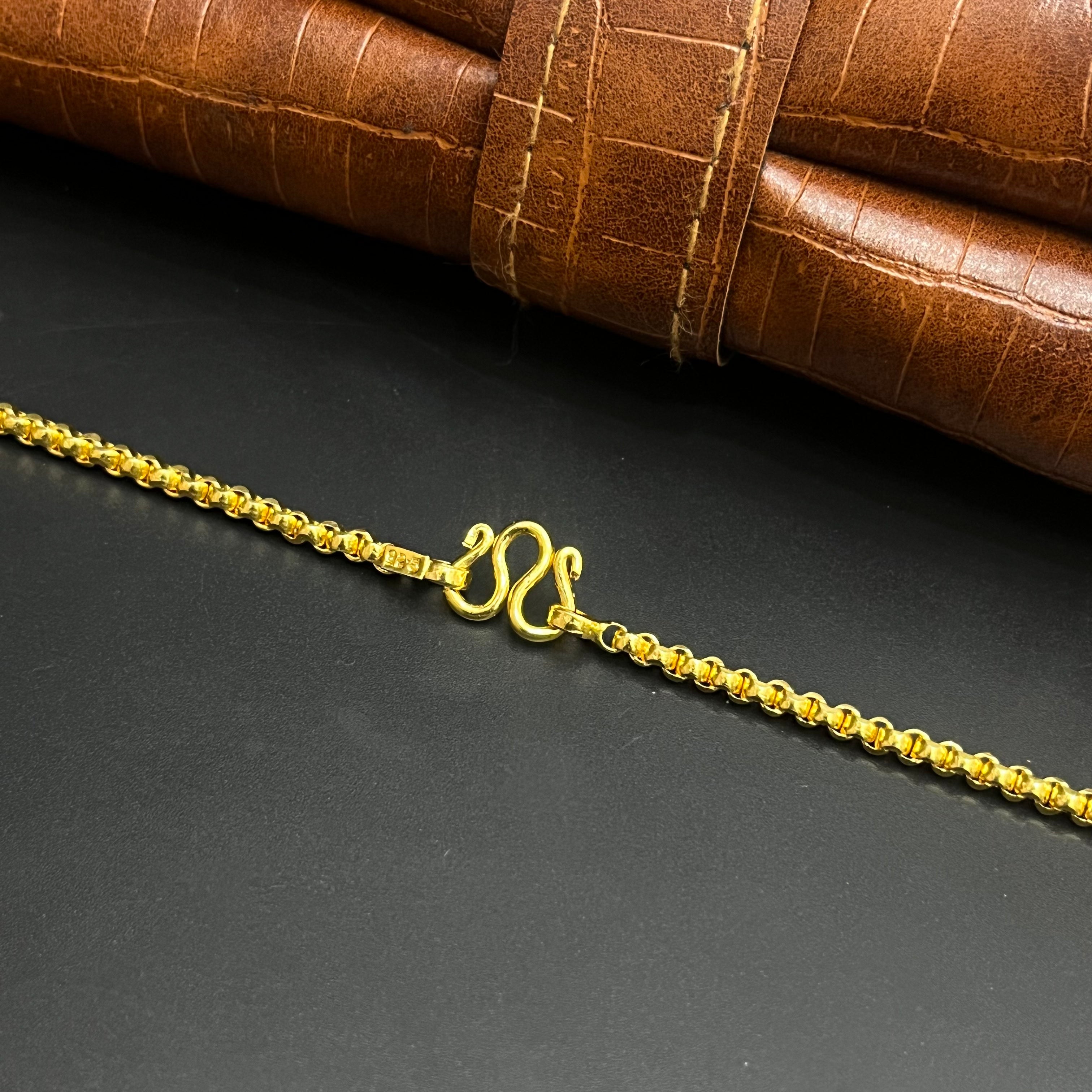 Silver Ladies Chain Black Beads Interlock Hook Gold Finish 925