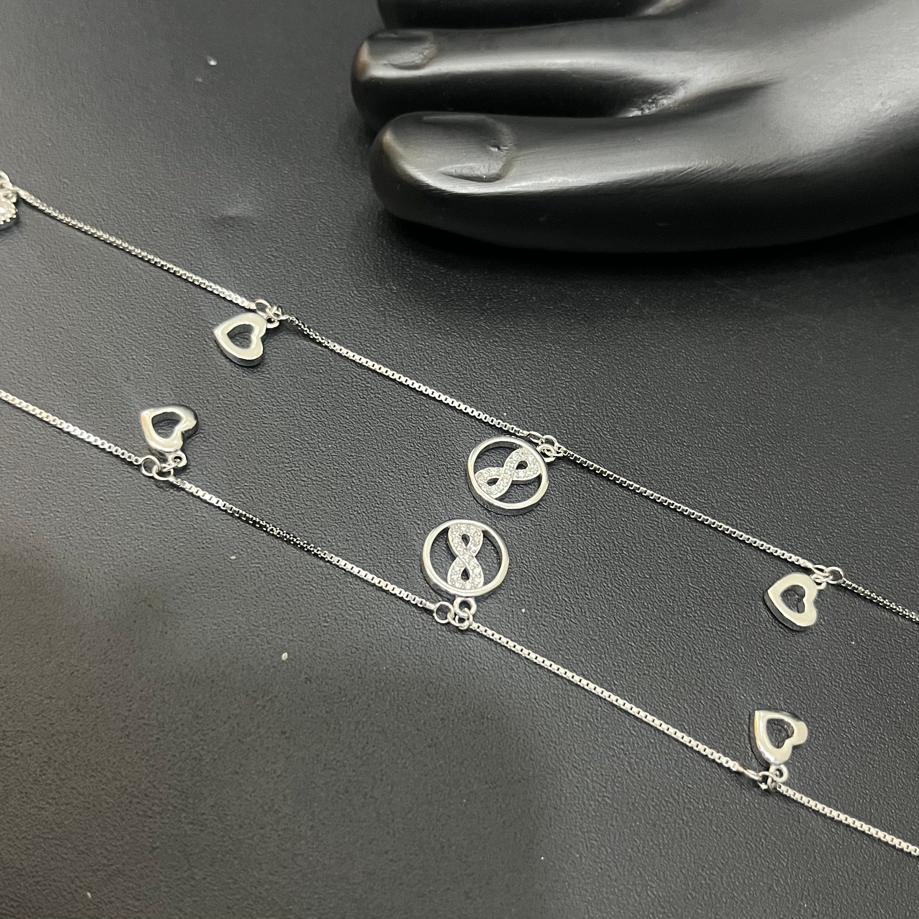 Silver Ladies Anklet Charms Infinity