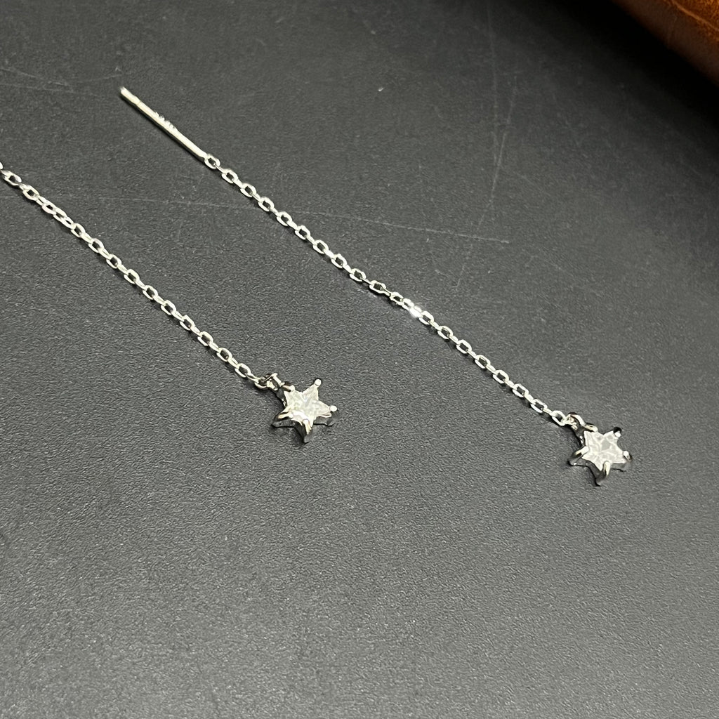Silver Ladies Sui Daga Stud Hanging Star Edition 925
