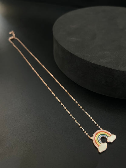 Silver Ladies Pendant Chain Rainbow