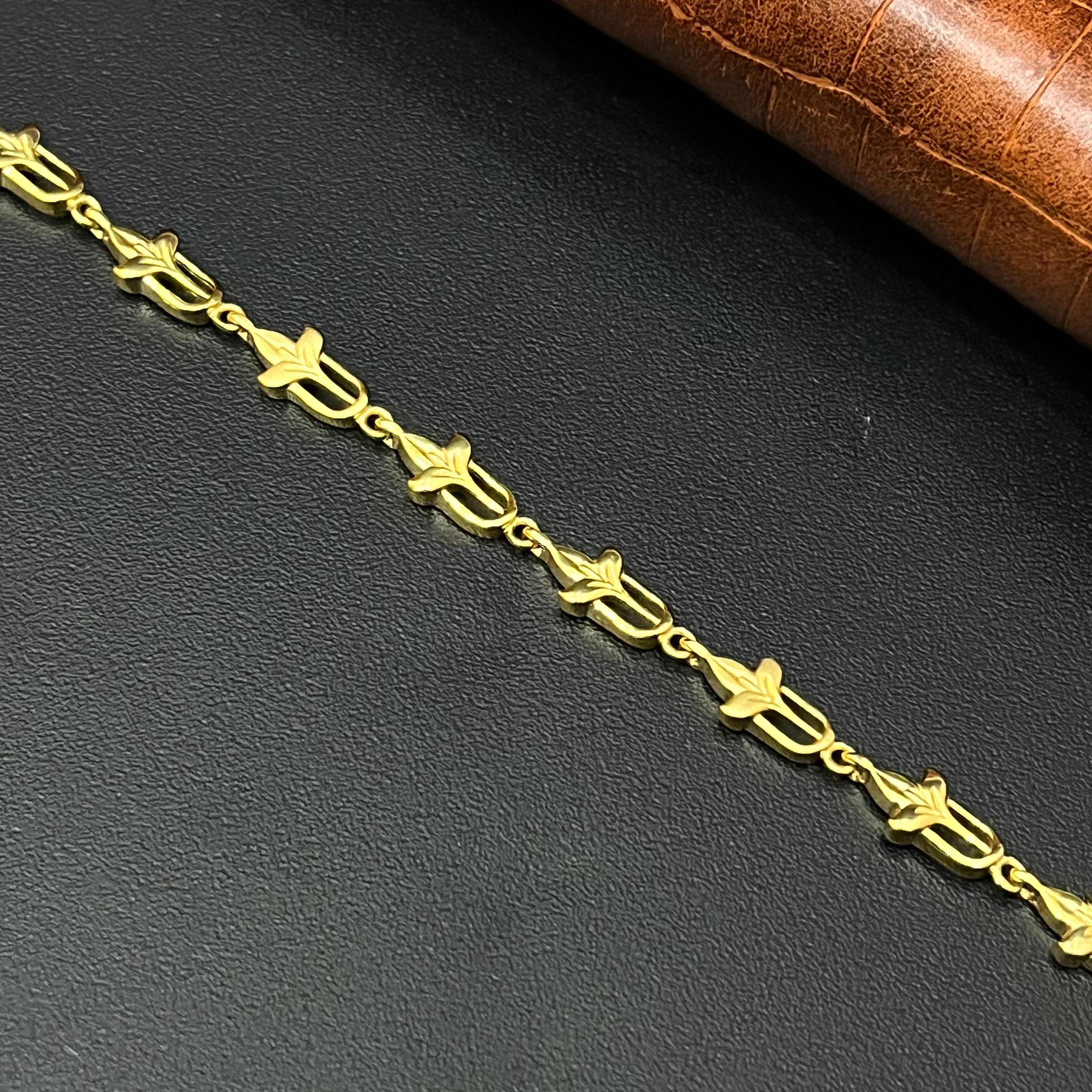 Silver Ladies Bracelet Petal Gold