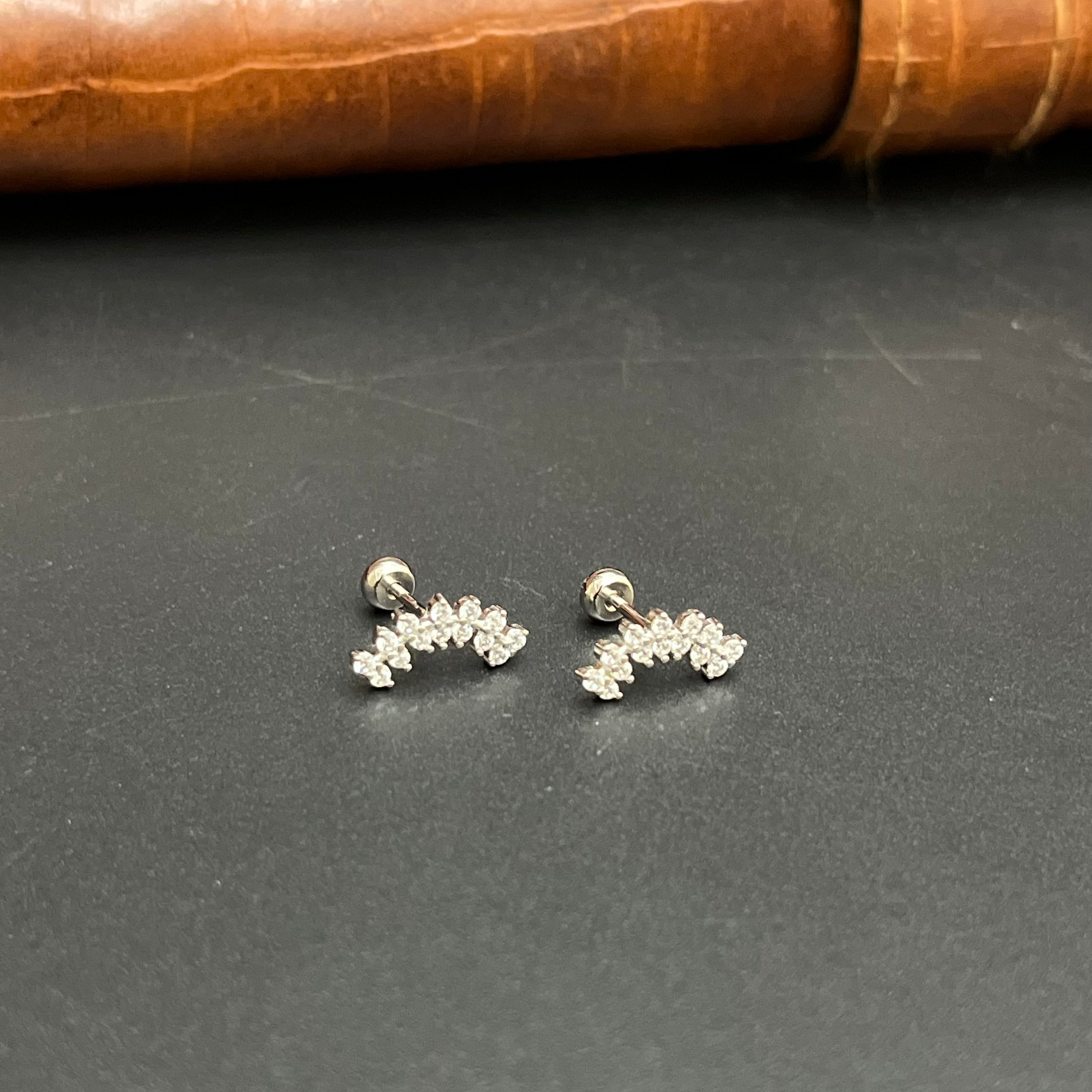 Silver Second Studs C Shape Zicron AD 925