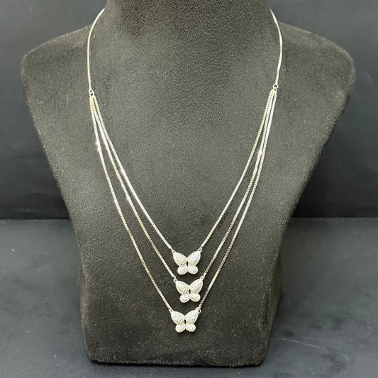 Silver Ladies Pendant Chain_3 Step Butterfly