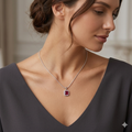 Silver Ladies Chain Red Square CZ