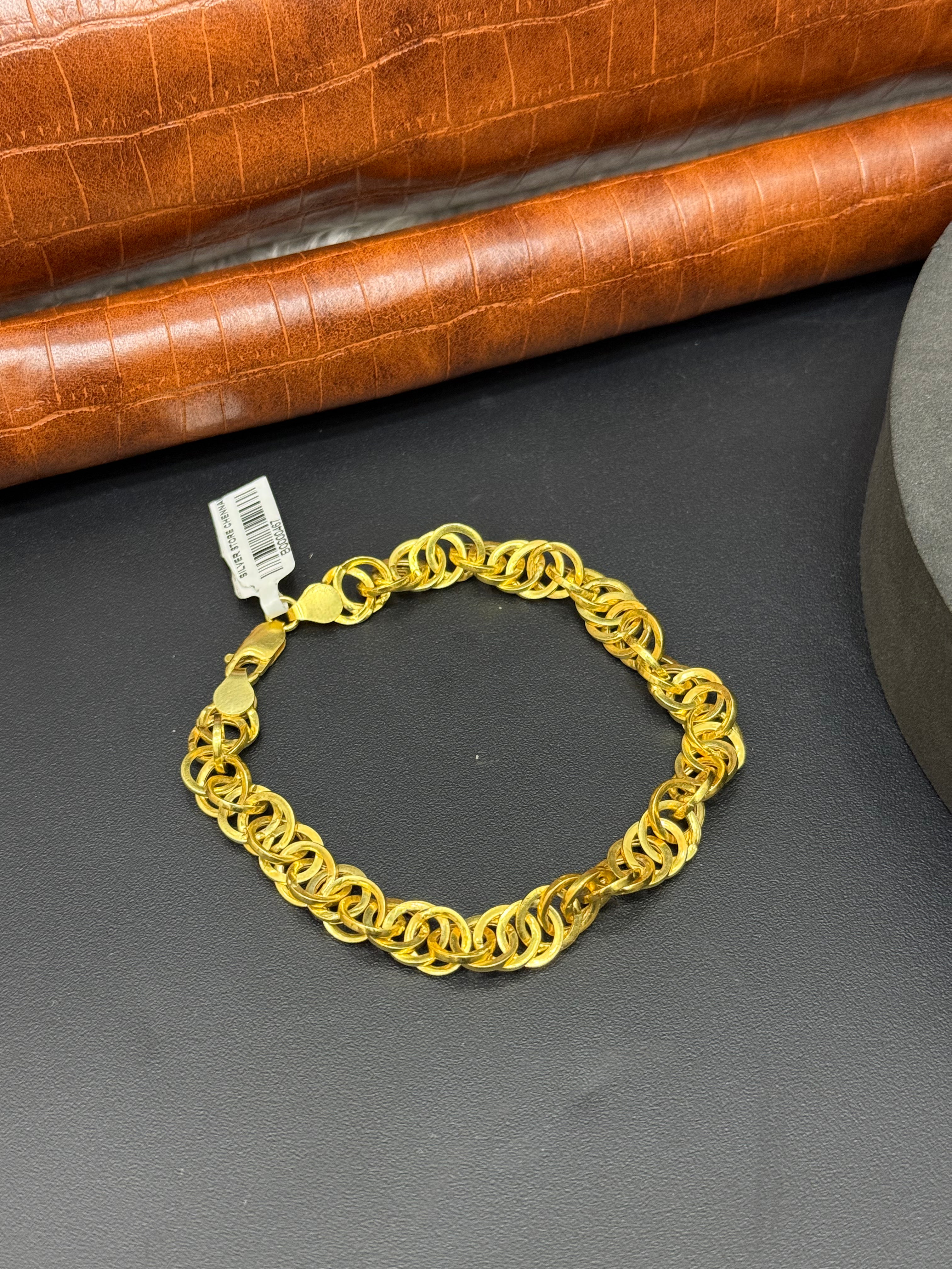 Silver Men's Bracelet Spiral Gold Polish