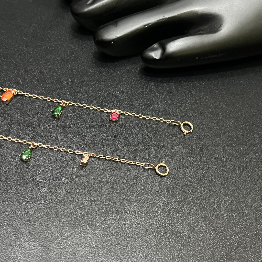 Silver Ladies Anklet Multicolor Grace Chain Rose Gold 925