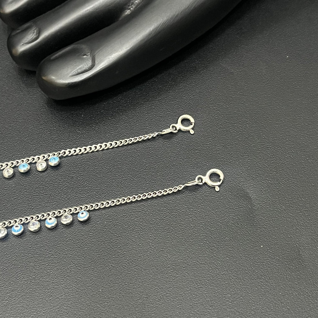 Silver Ladies Anklet Cz Droplets