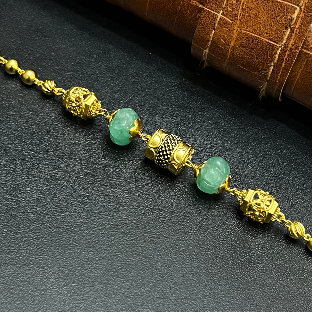 Silver Ladies Bracelet Antique Edition Blue Beads Gold Finish 925