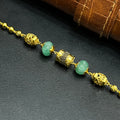 Silver Ladies Bracelet Antique Edition Blue Beads Gold Finish 925