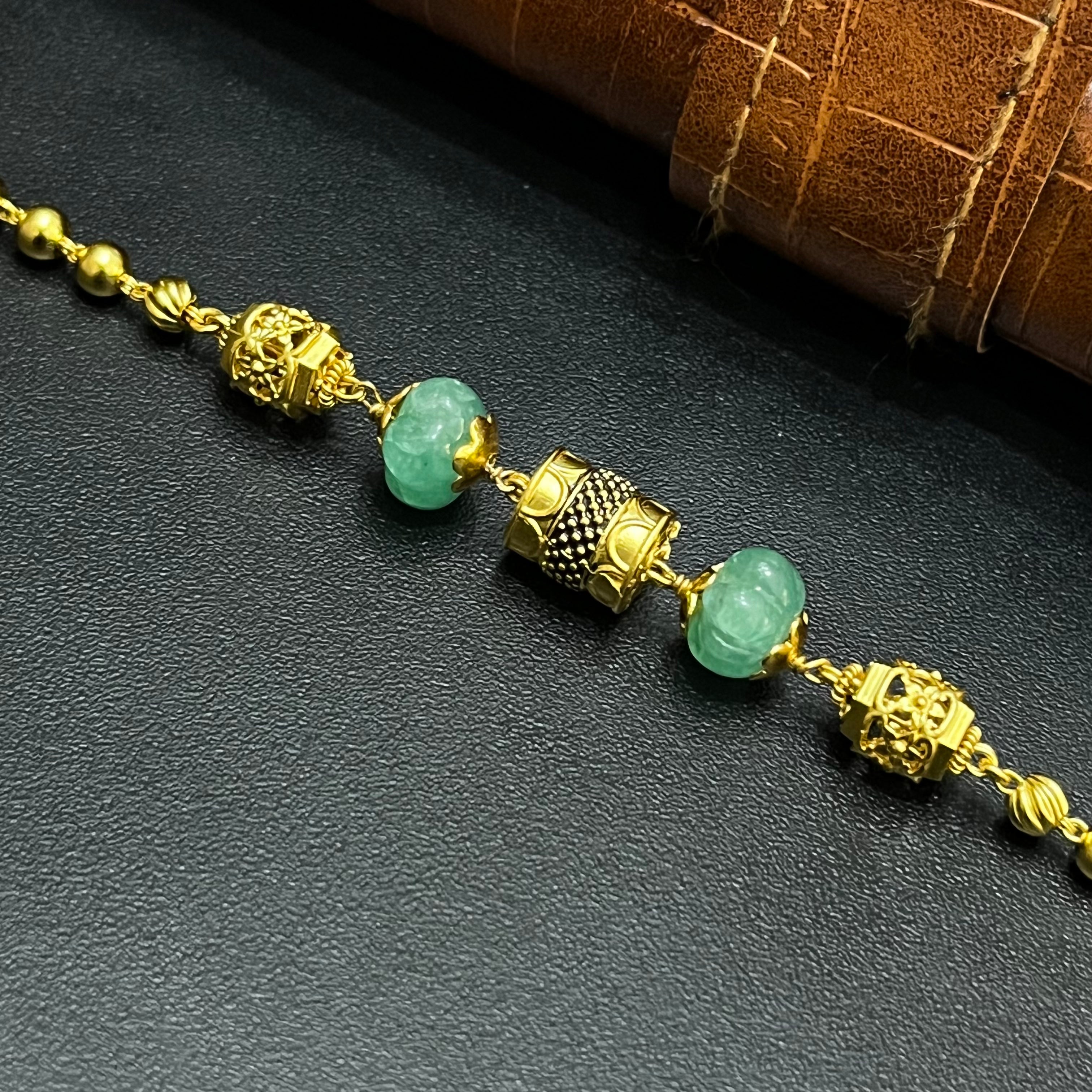 Silver Ladies Bracelet Antique Edition Blue Beads Gold Finish 925