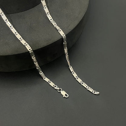 Silver Mens Chain Box & Plain Cut