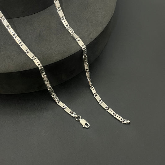 Silver Mens Chain Box & Plain Cut