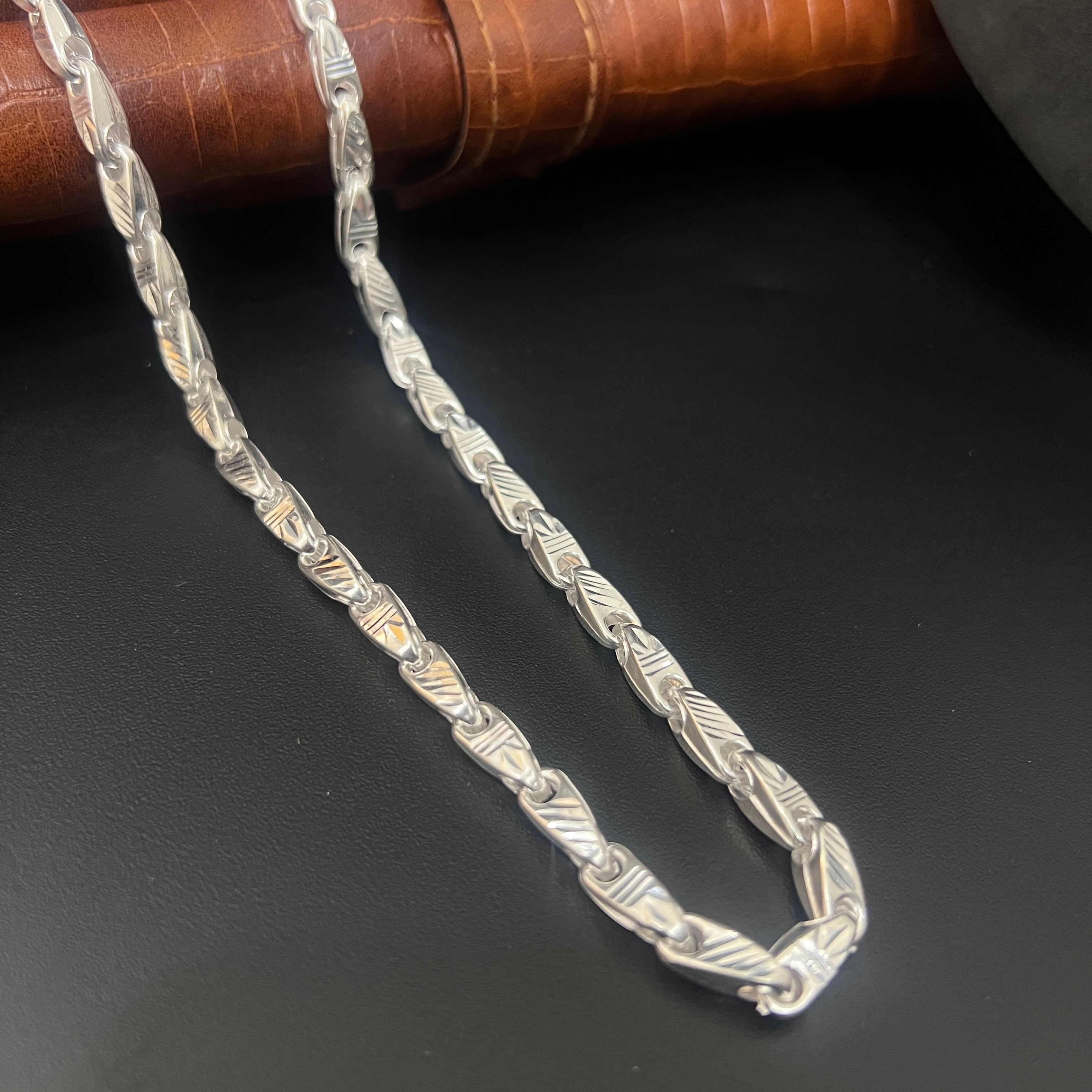 Silver Mens Chain Royal Choco Lock 925