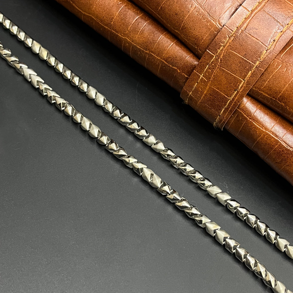Silver Mens Chain Luxury Spiral Cut Mat Finish 925
