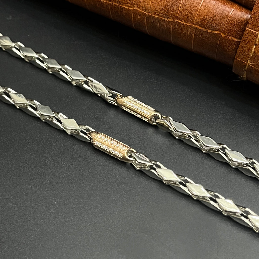 Silver Mens Chain Kathli Luxury Chain Rope Lock Rose Gold Mat Finish 925