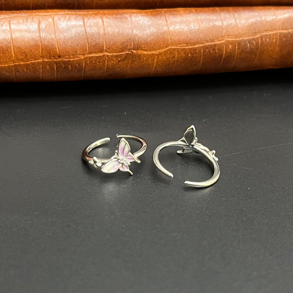 Silver Ladies Toe Rings 925 Butterfly Flaps 925