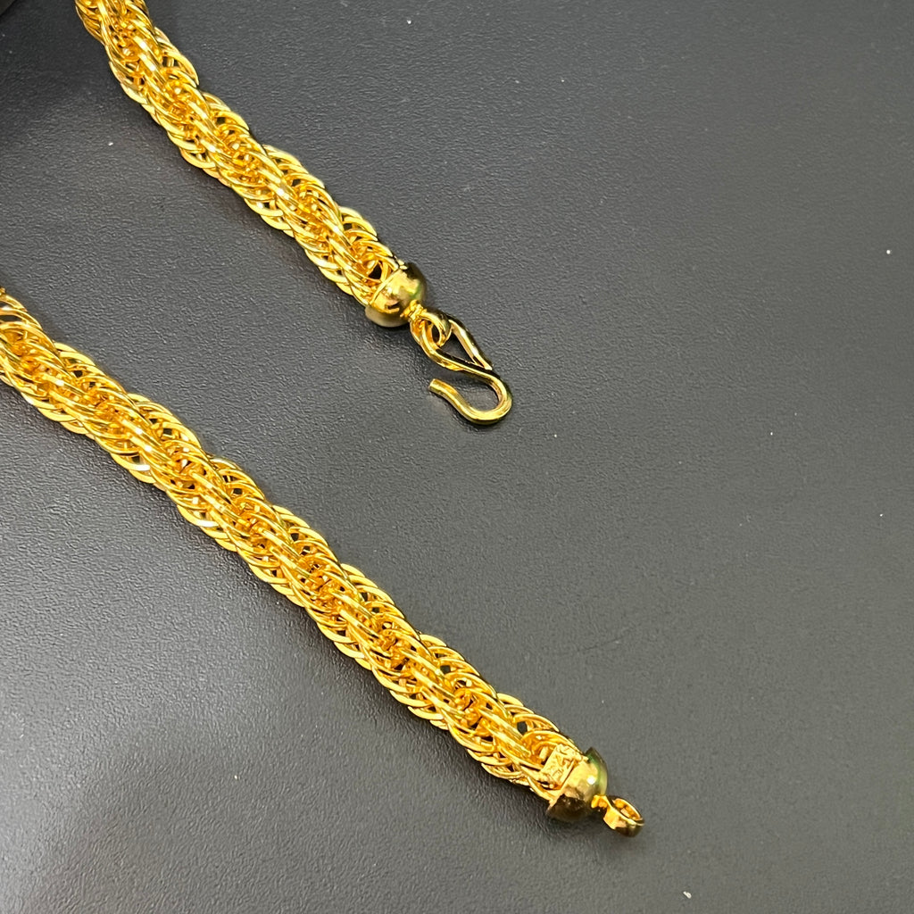 Silver Mens Chain Indo Italian Maharaja Braided Edition Gold Finish 925
