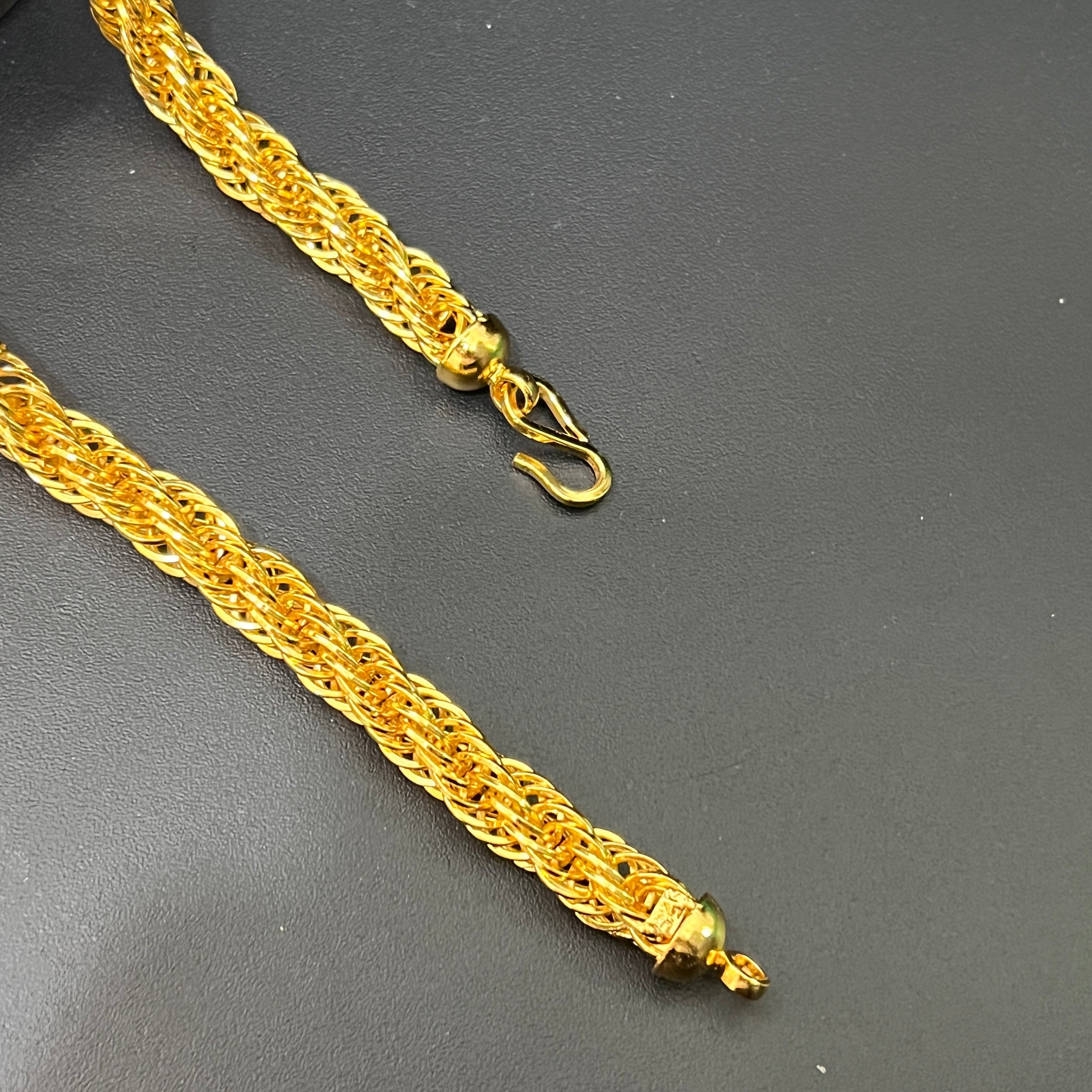 Silver Mens Chain Indo Italian Maharaja Braided Edition Gold Finish 925