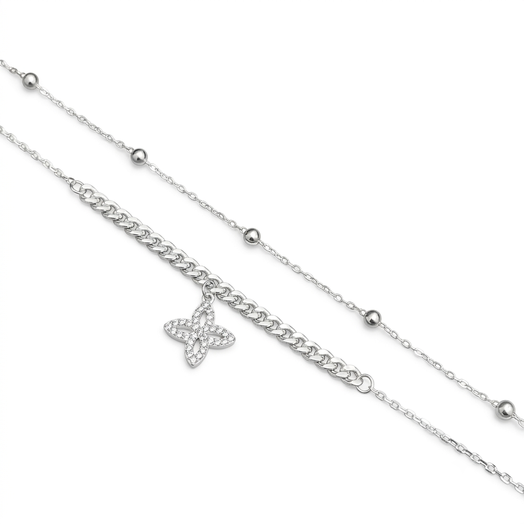 Silver Ladies Bracelet Star Edition Double Layer Beeds 925