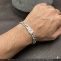 Mens Silver Cuban Platinum Finished Bracelet