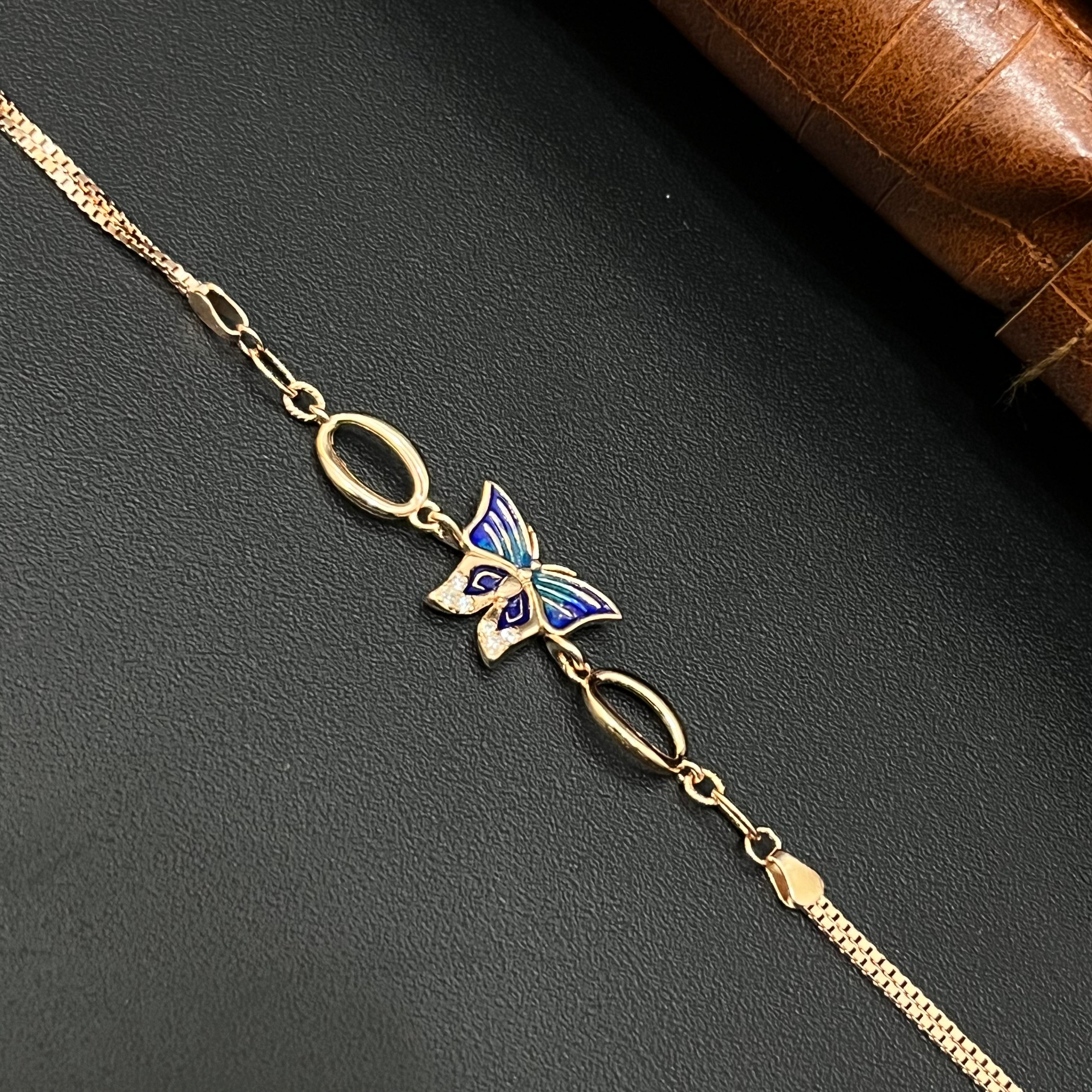 Silver Ladies Bracelet Epoxy Butterfly 925 E11