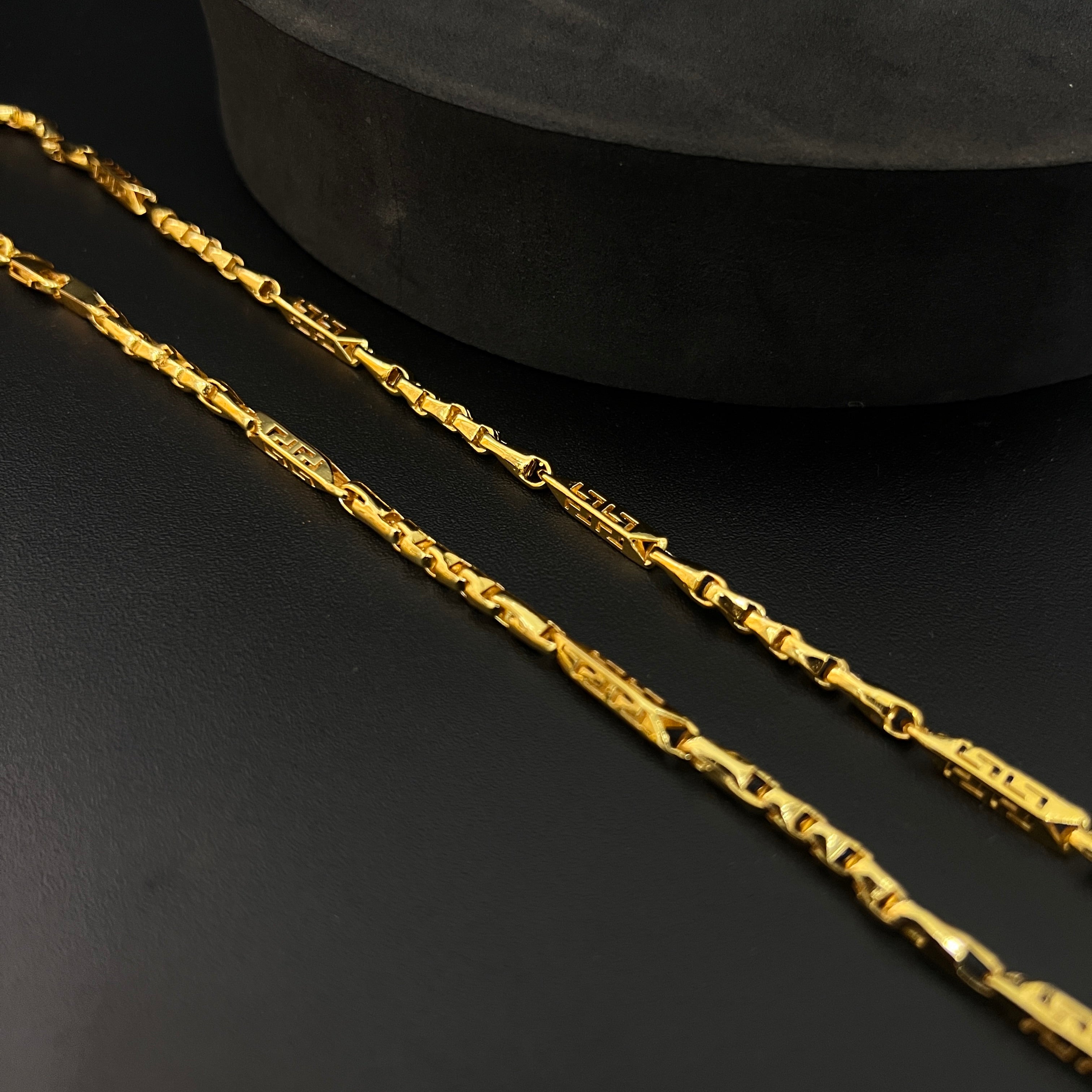 Mens Chain Gold Finished Italian Narrow Stripes 02