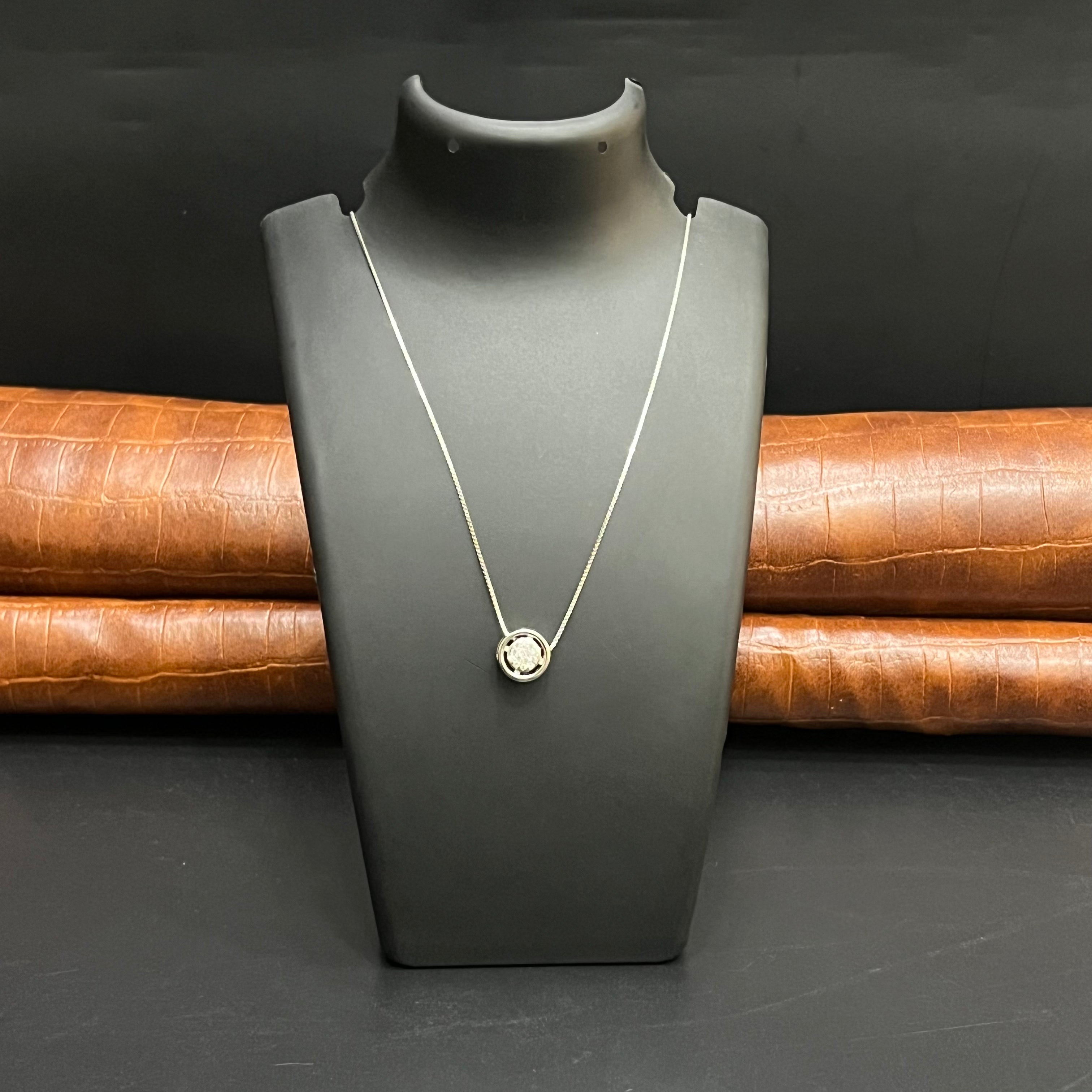 Silver Ladies Pendant Chain Solitare Big Dic Crystal 925