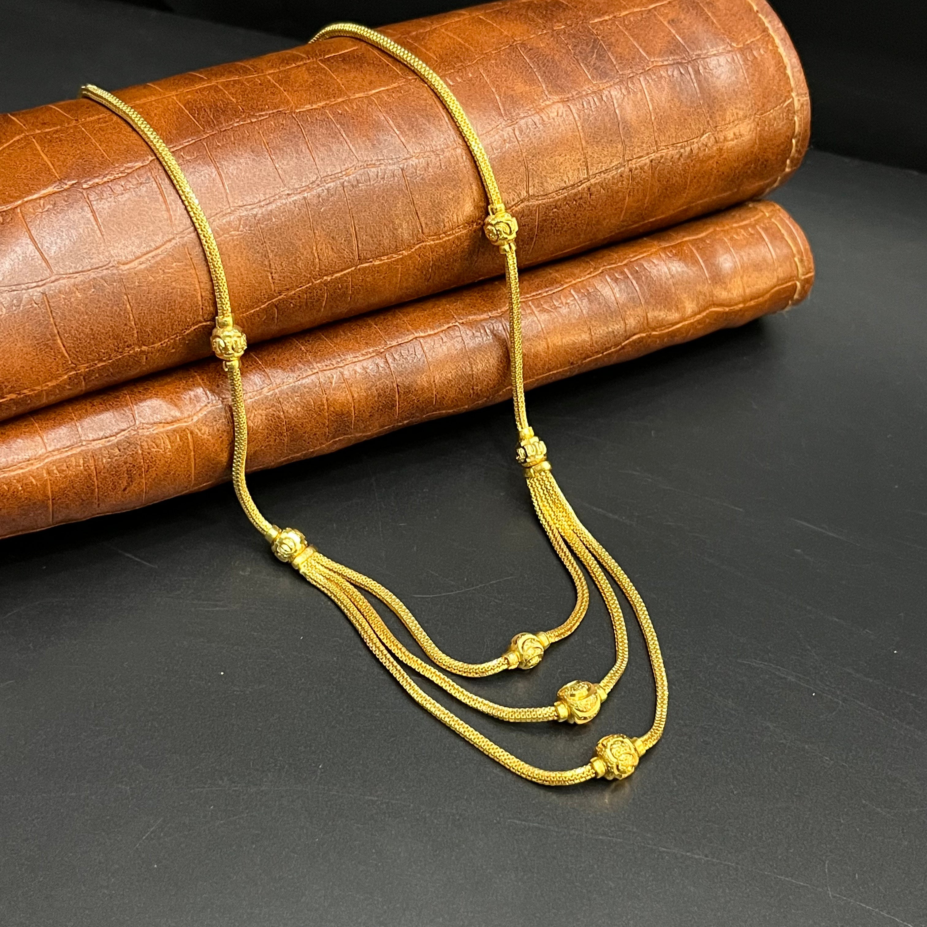 Silver Ladies Chain Three Layer Chain 1 Gold Finished 925