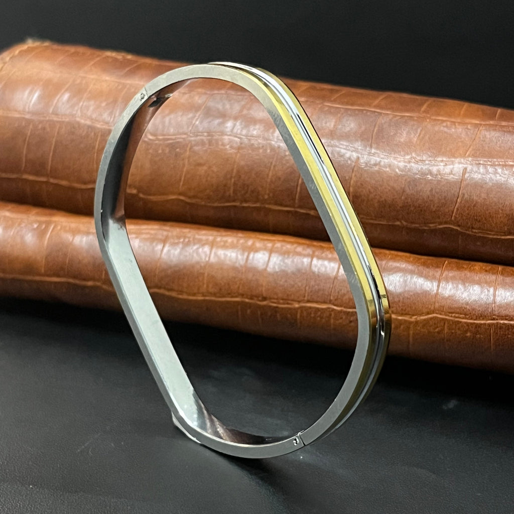 Silver kada Unisex Oval Dual tone K6