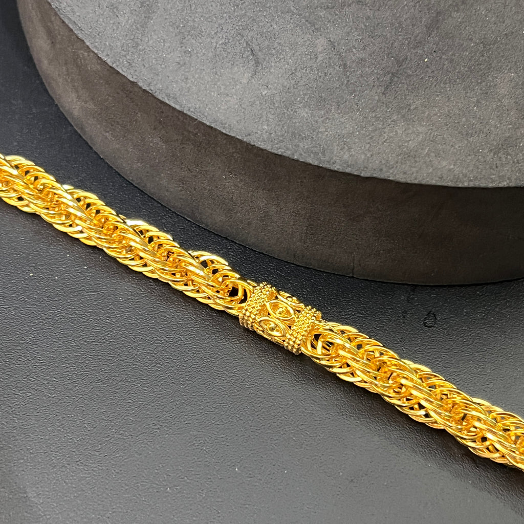 Silver Mens Chain Indo Italian Maharaja Braided Edition Gold Finish 925