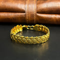 Silver Mens Bracelet Classic Sculpted Leaf Gold Finish 925