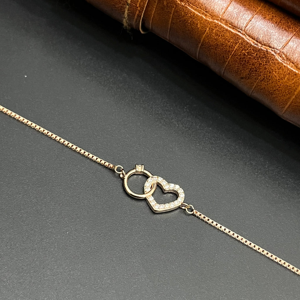 Silver Ladies Bracelet Ring Heart Mess Together Rose Gold 925