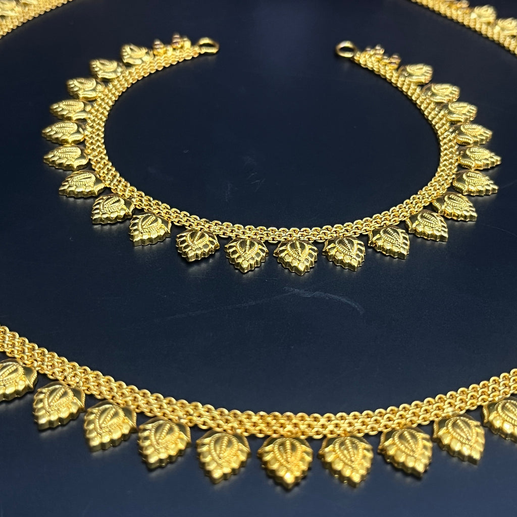 Silver Ladies Necklace And Haram Antique Mango Textured Gold Finish 925