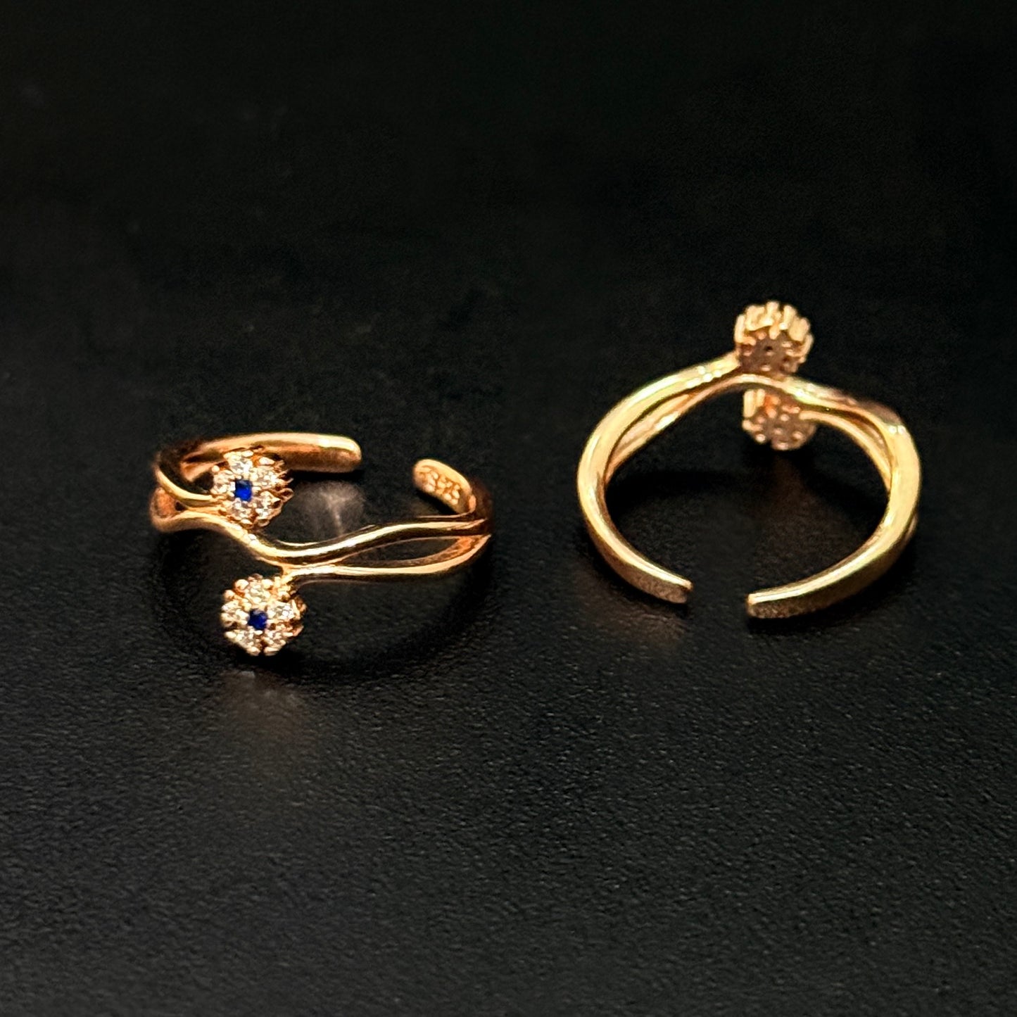 Silver Ladies Toe Rings Blue MinimFloral RG