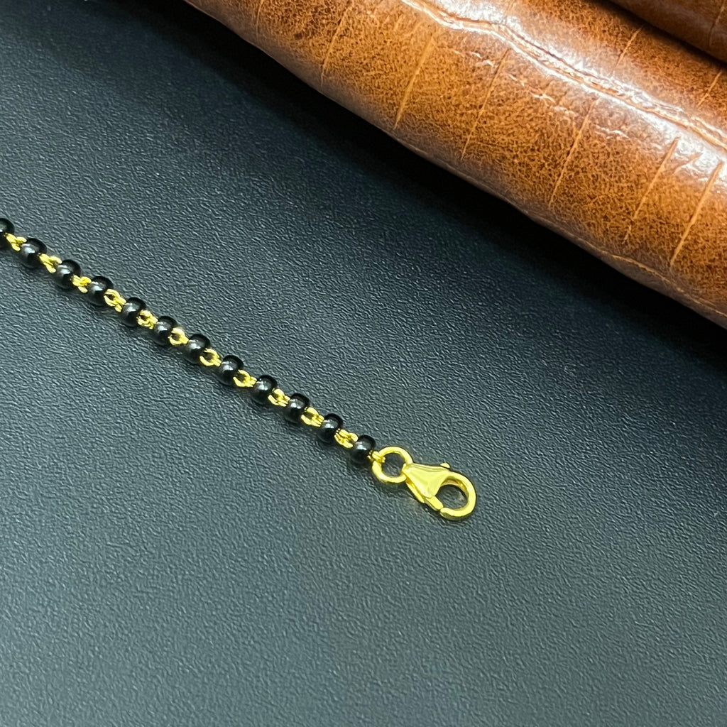 Silver Ladies Bracelet Black beads Gold Finished B2