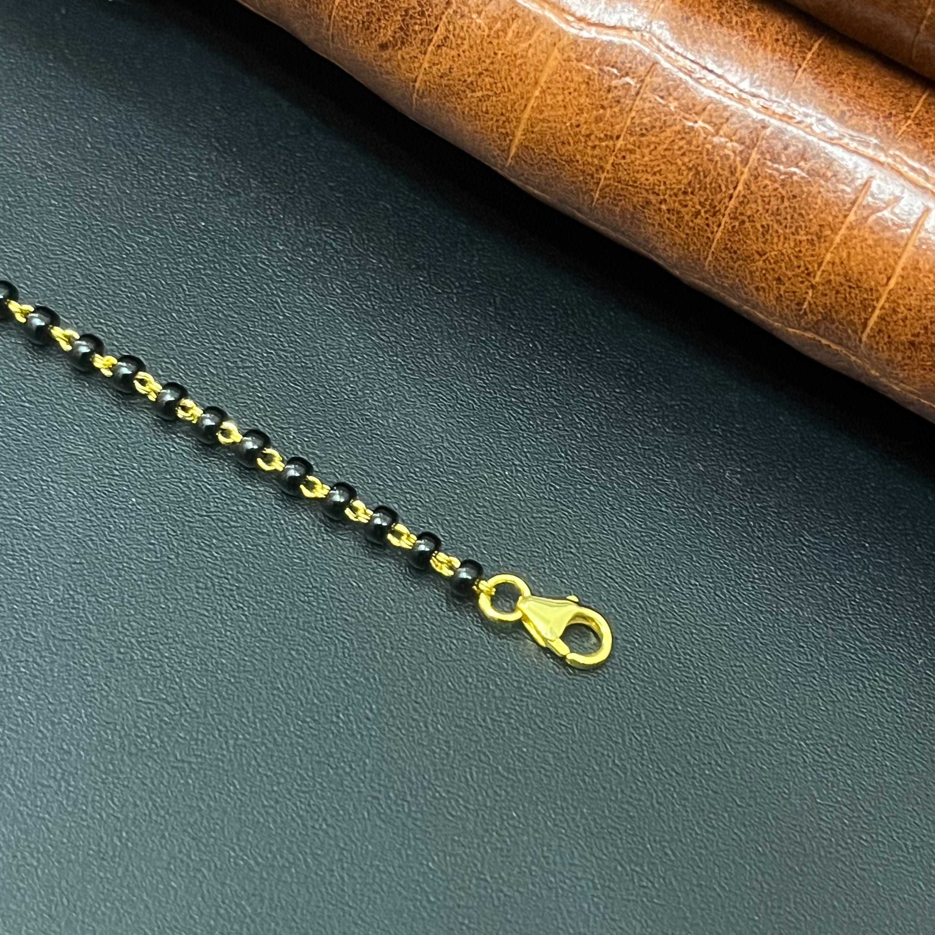 Silver Ladies Bracelet Black beads Gold Finished B2