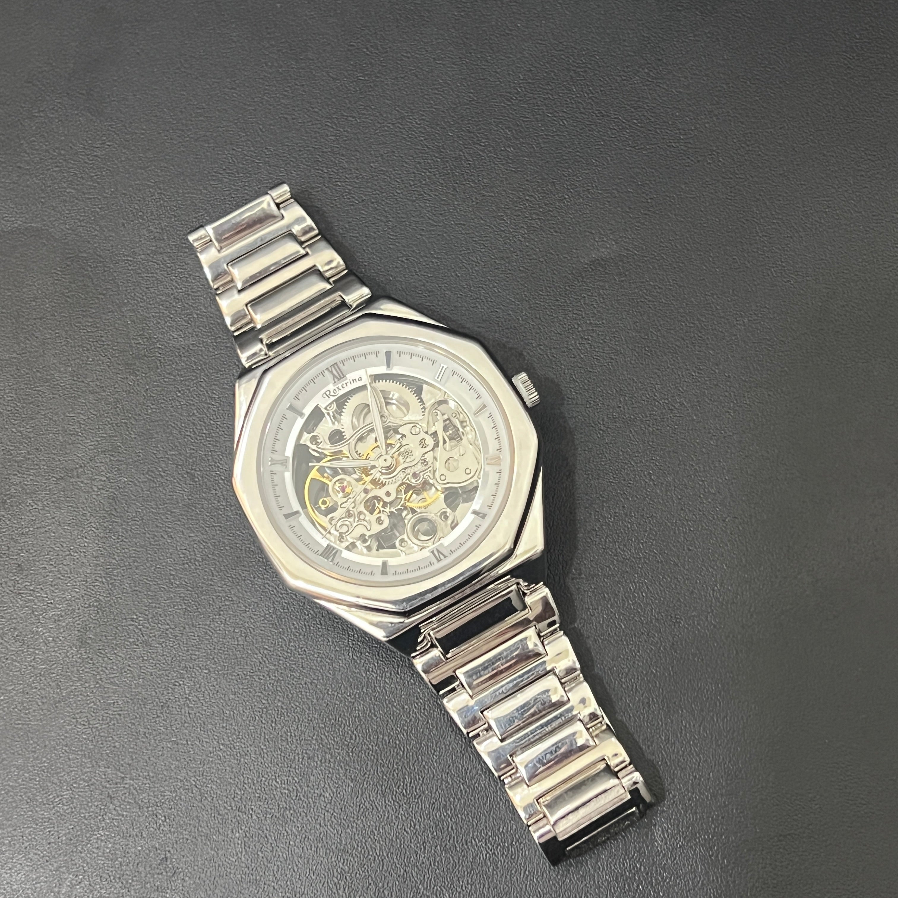 Silver Mens Watch Imperial Open Heart Timepiece 925