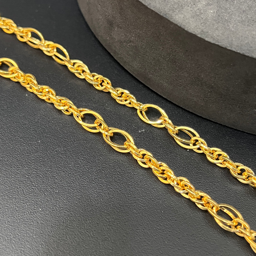 Silver Mens Chain Indo Italian Elite Interlock Oval Link Gold Finish 925