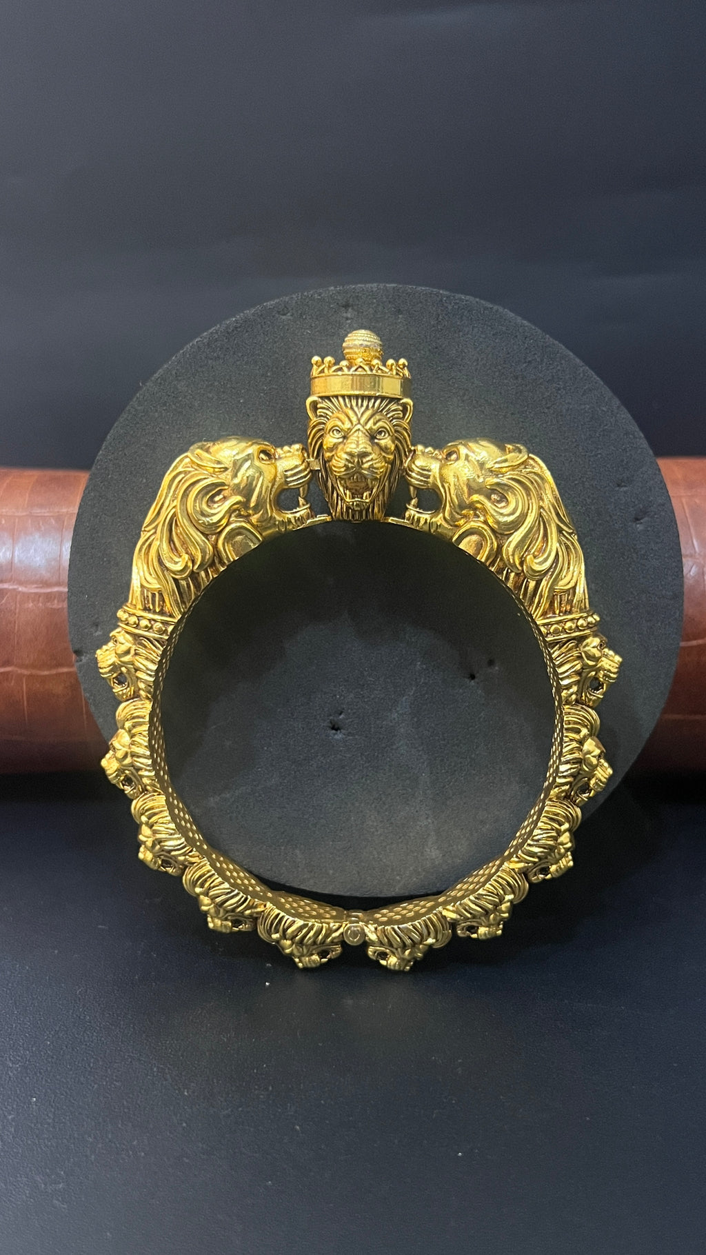 Silver Royal Lion Kada Gold Finished