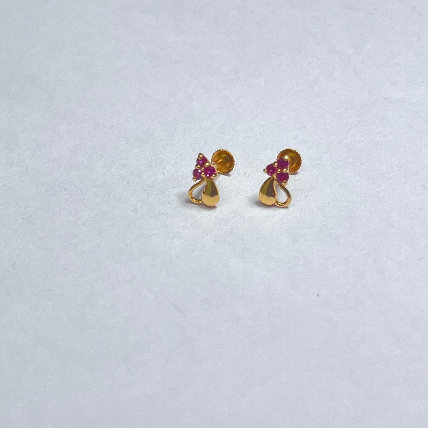 Gold Studs Pink AD Stone